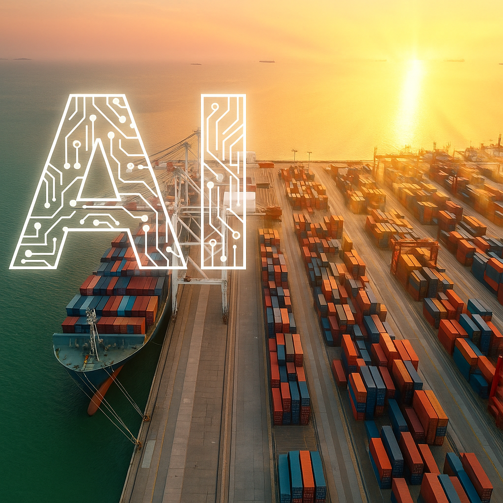 a container ship at a dock